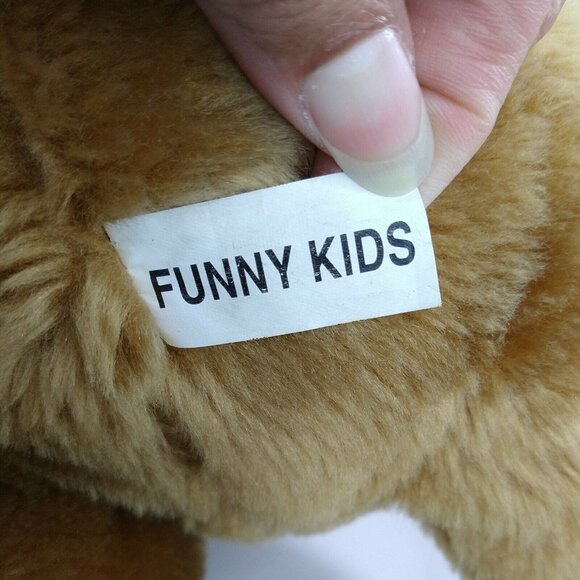 Funny Kids Teddy Bear Plush Stuffed Animal Toy Brown Red Heart Bow 16" FLAW - Picture 4 of 6